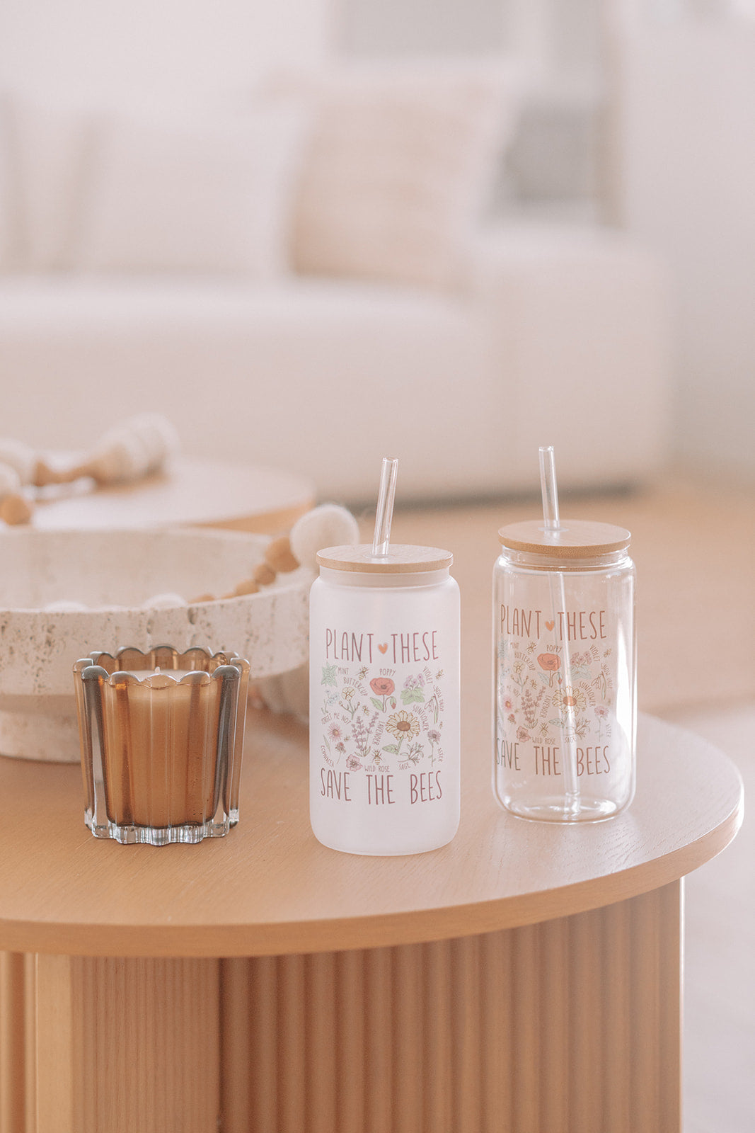 PLANT THESE SAVE THE BEES GLASS TUMBLER