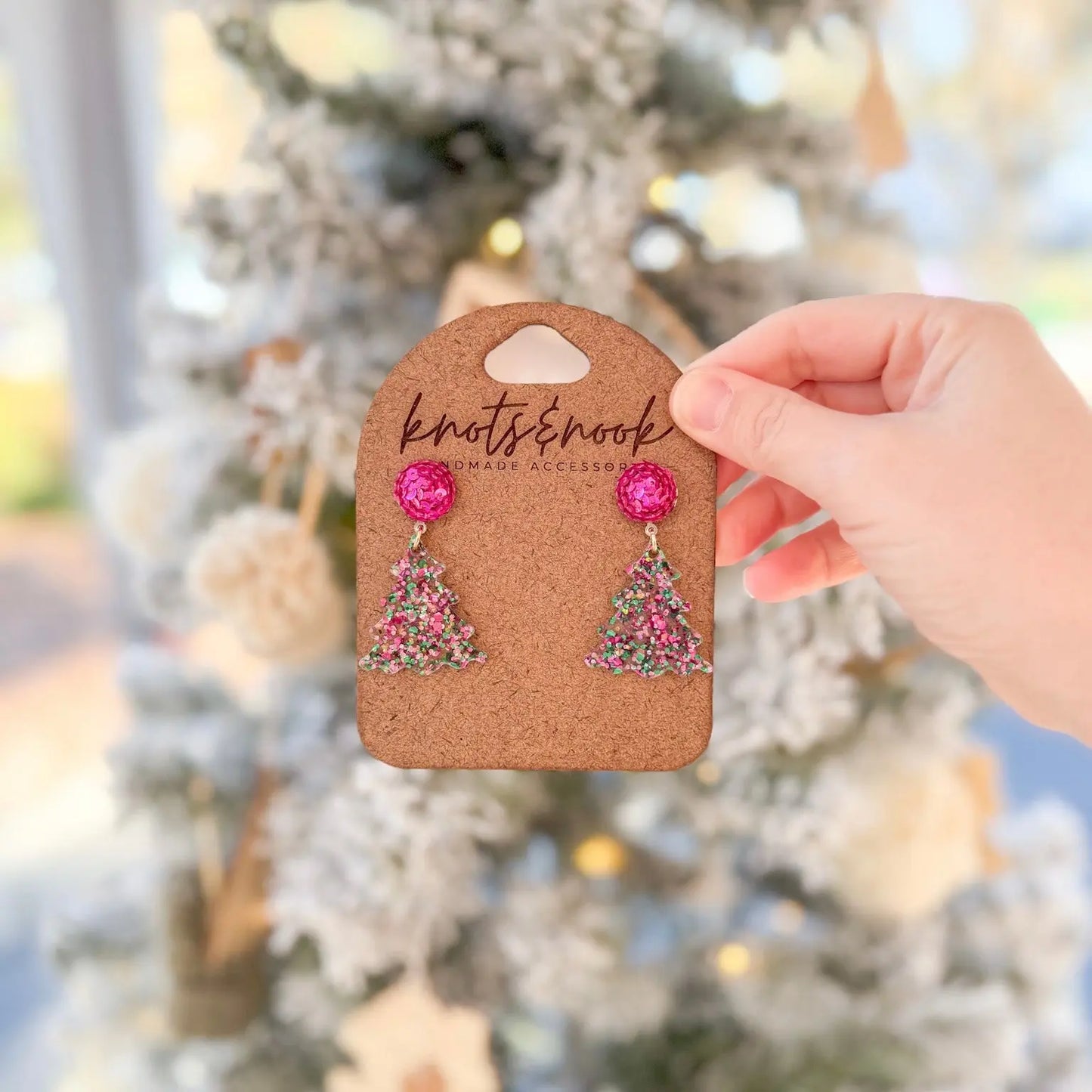 CHRISTMAS TREE GLITTER EARRINGS knotsandnook
