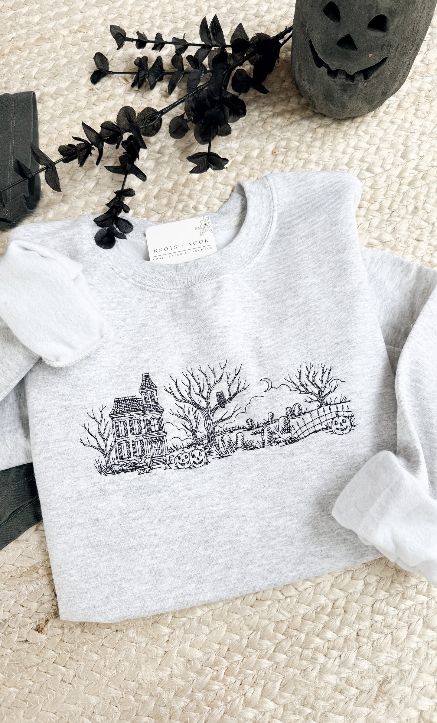 HAUNTED LANE EMBROIDERED SWEATSHIRT