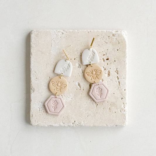 BEES + BLOOMS CLAY EARRINGS