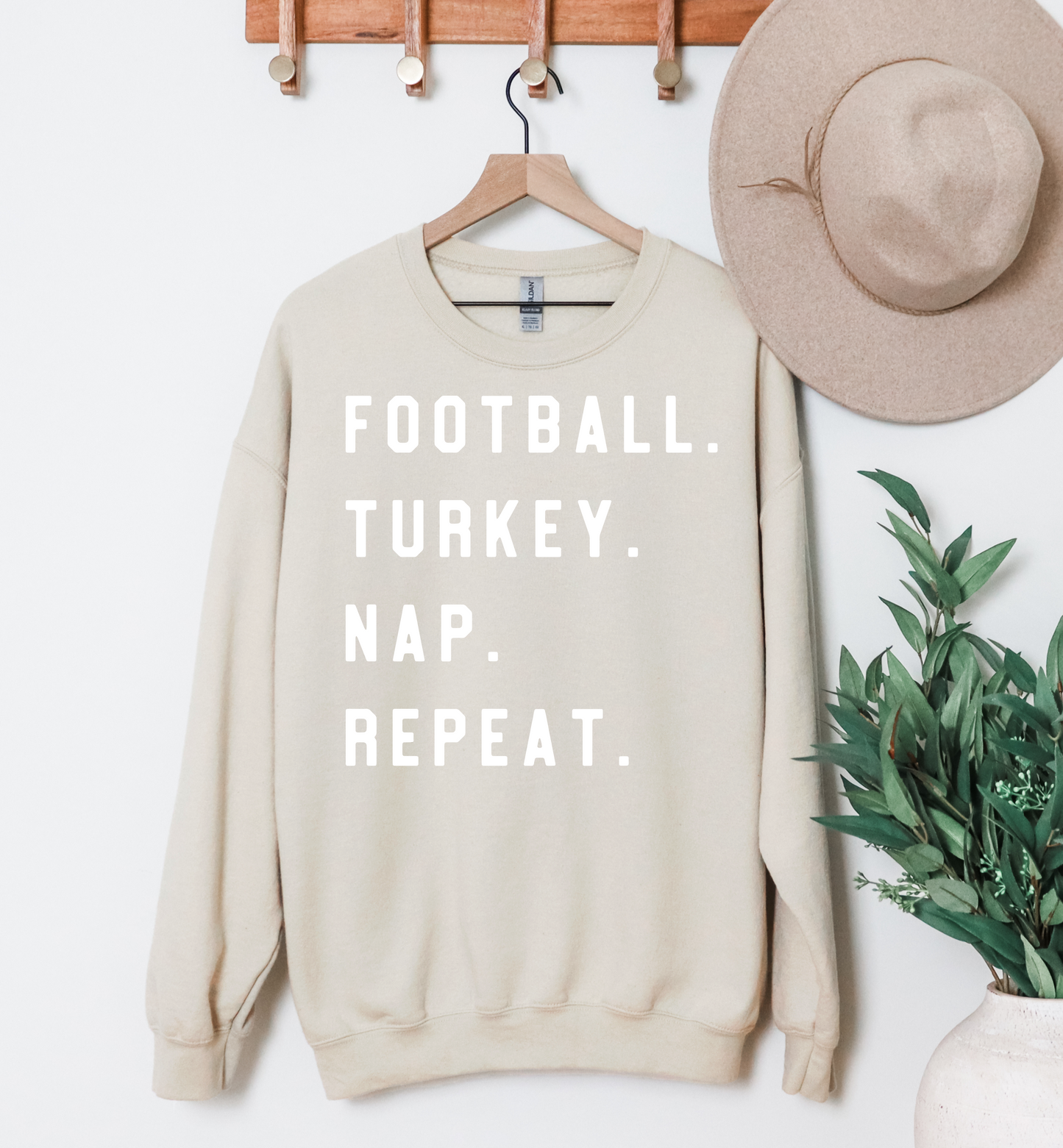 FOOTBALL. TURKEY. NAP. REPEAT. SWEATSHIRT