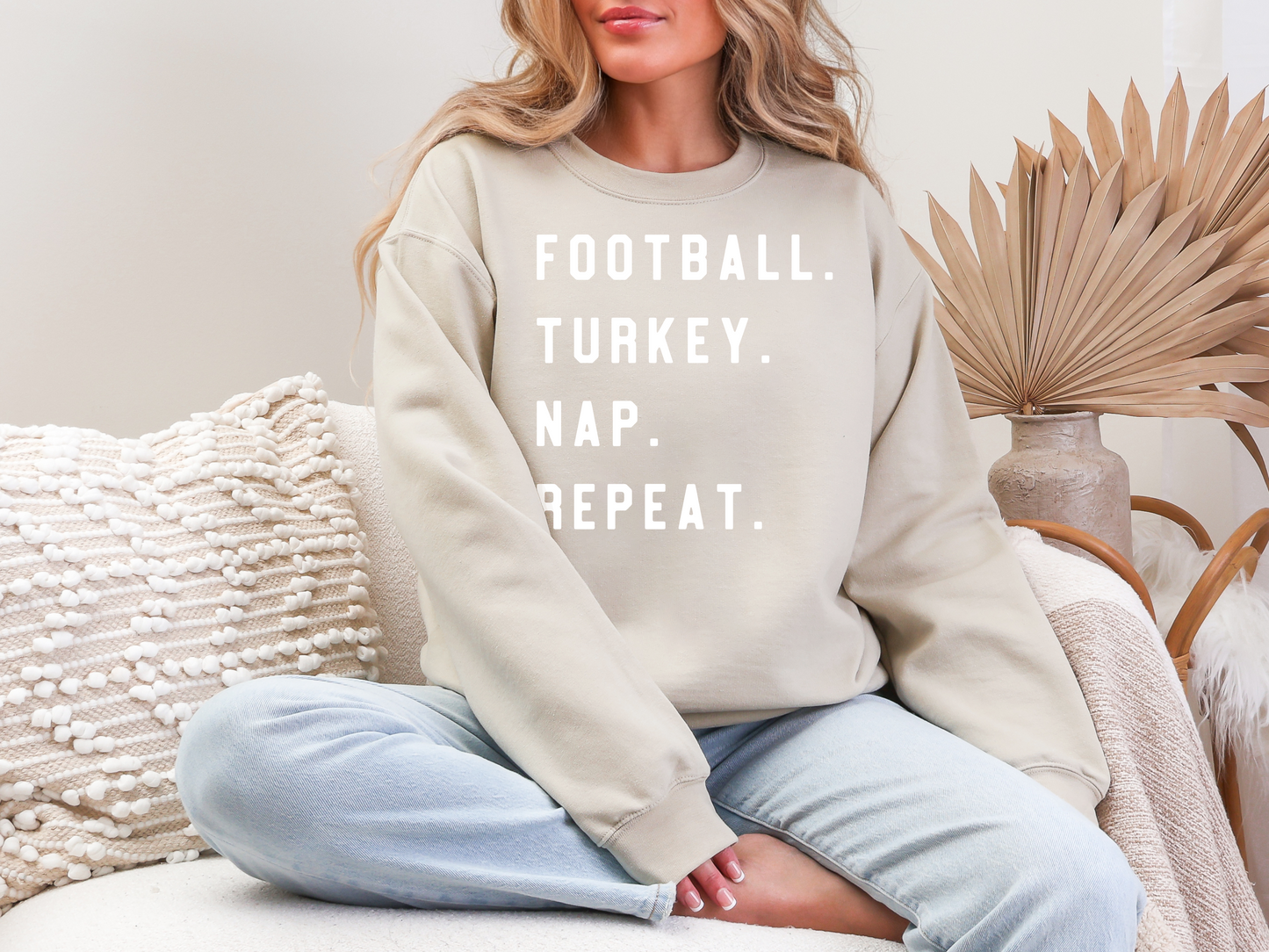 FOOTBALL. TURKEY. NAP. REPEAT. SWEATSHIRT