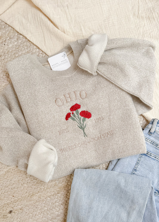 OHIO CARNATION EMBROIDERED SWEATSHIRT