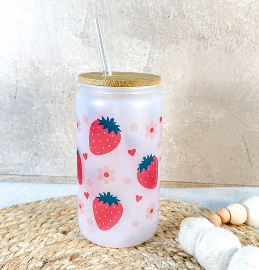 STRAWBERRY GLASS TUMBLER