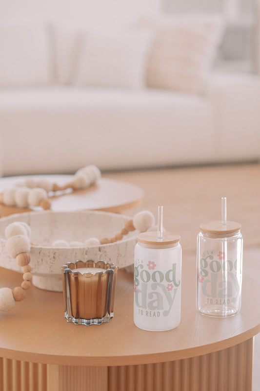 GOOD DAY TO READ GLASS TUMBLER