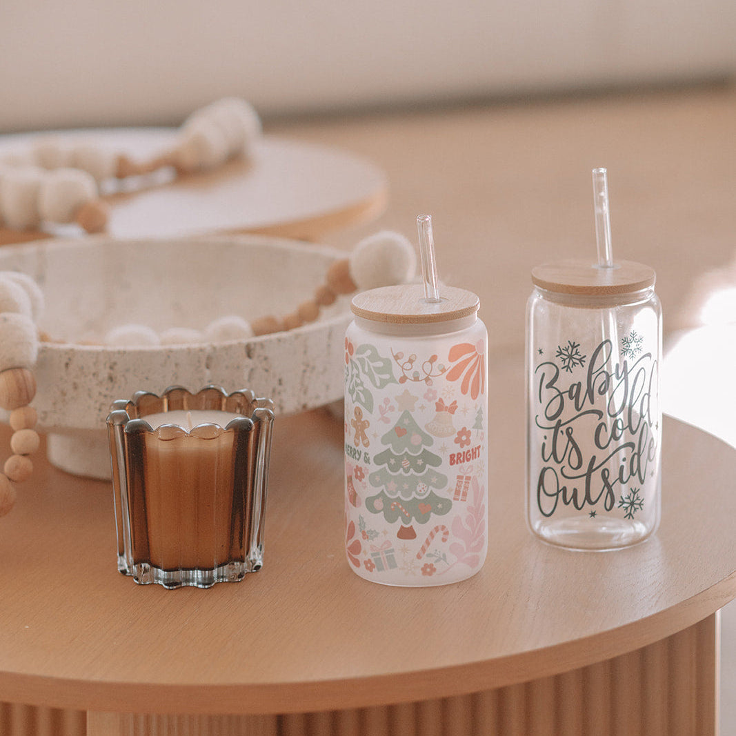 MERRY & BRIGHT GLASS TUMBLER