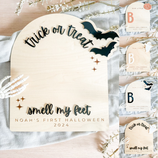 Footprint or Handprint Halloween Keepsake Board - Trick or Treat | Our Little Boo Board