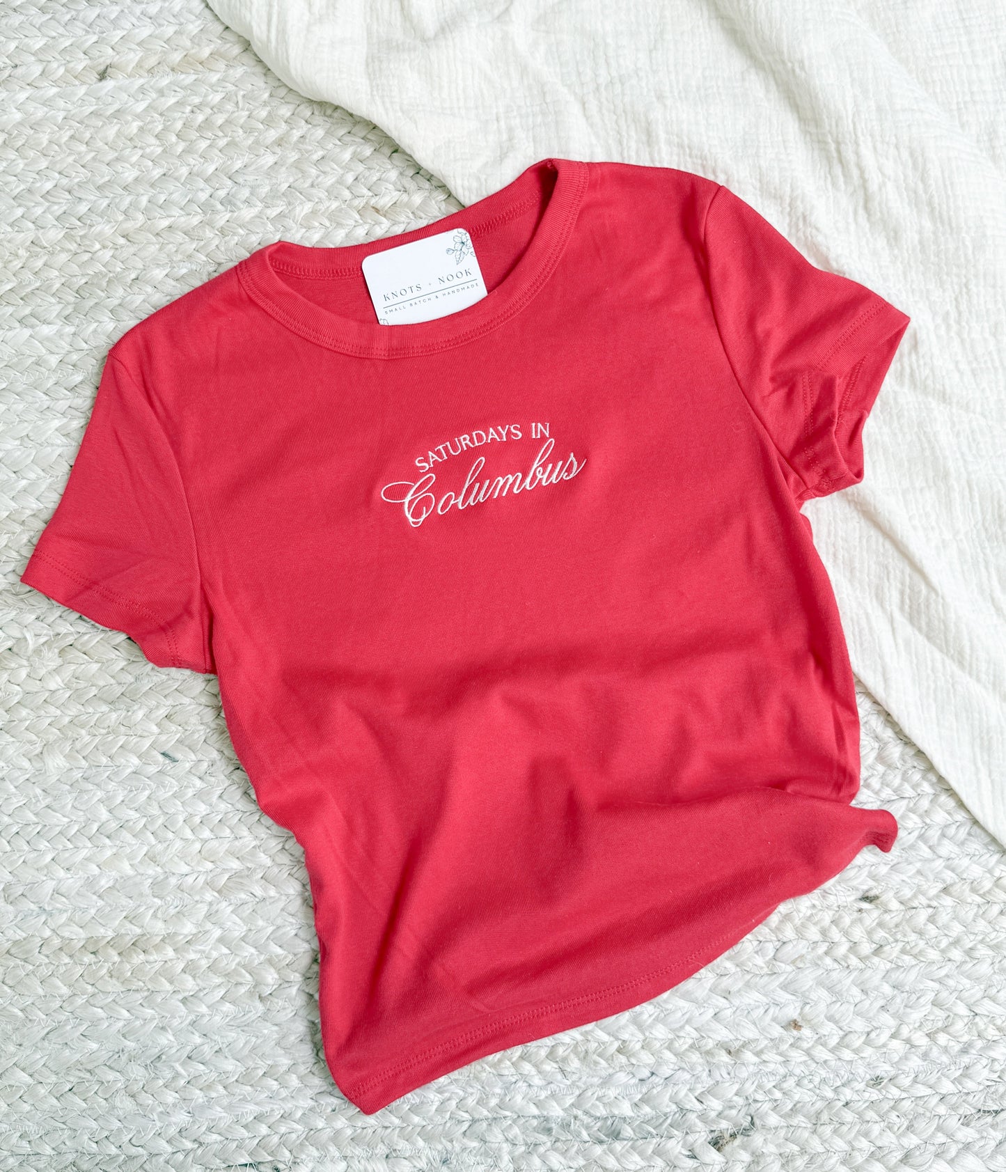 SATURDAYS IN COLUMBUS EMBROIDERED CROP