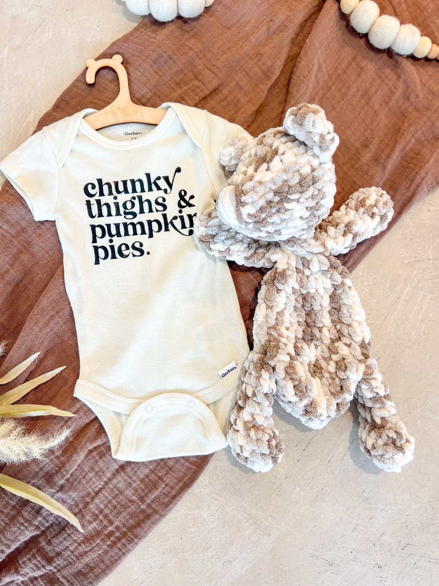 Chunky Thighs & Pumpkin Pies Baby Onesie