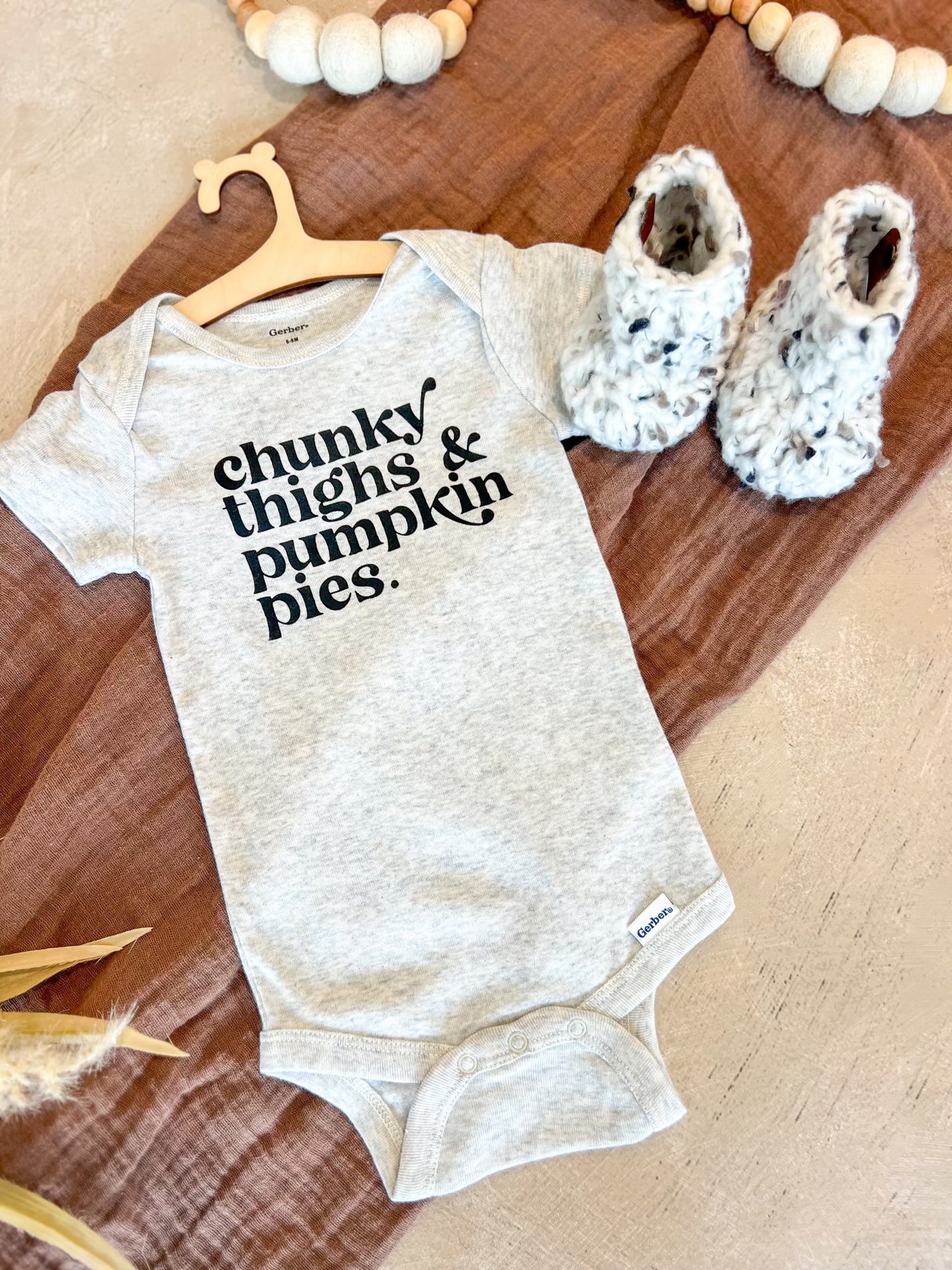 Chunky Thighs & Pumpkin Pies Baby Onesie