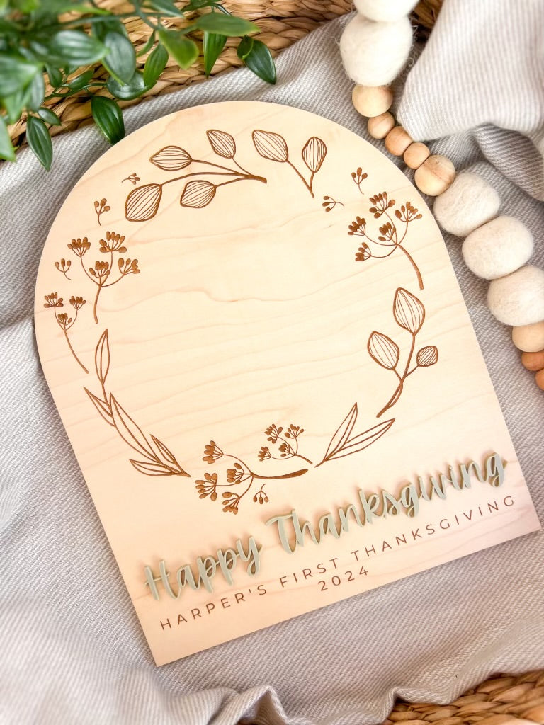 Footprint or Handprint Thanksgiving Keepsake Board - Grateful For - Happy Thanksgiving