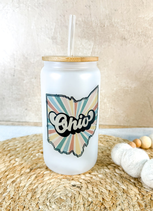 OHIO STARBURST GLASS TUMBLER