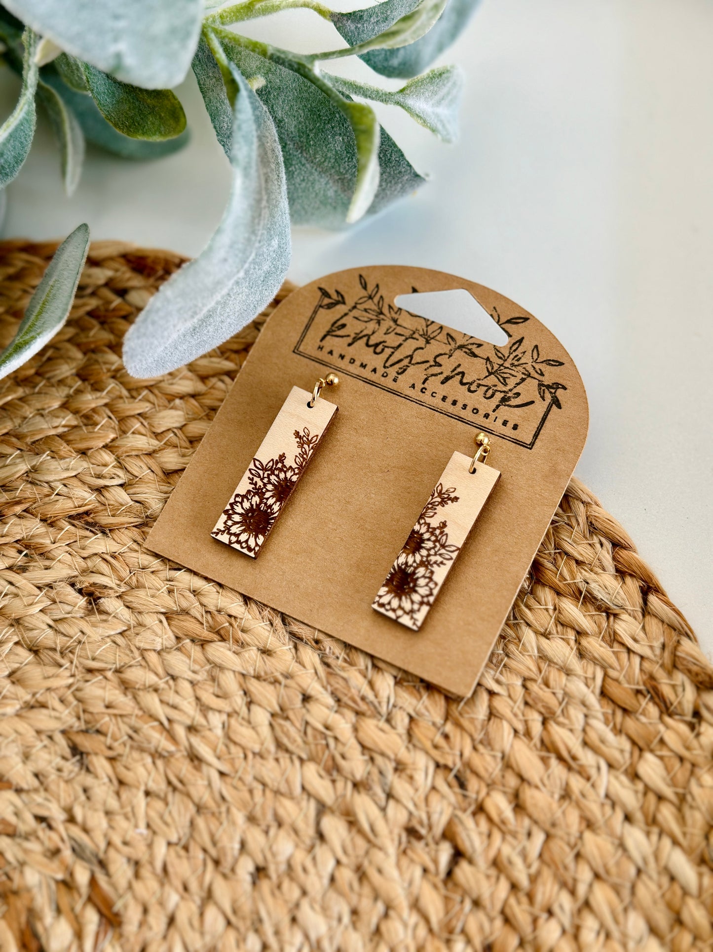 Sunflower Wood Earrings