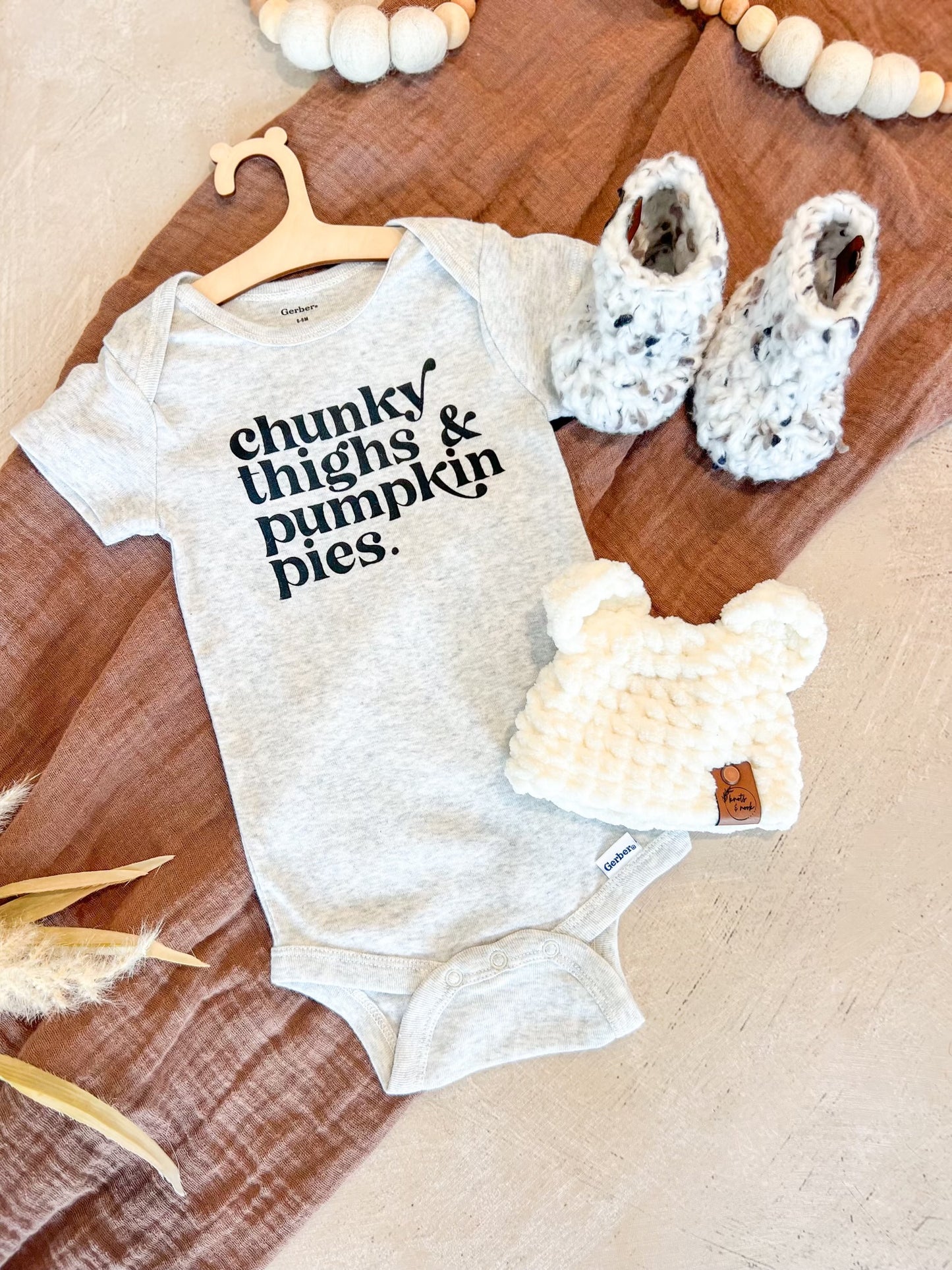 Chunky Thighs & Pumpkin Pies Baby Onesie