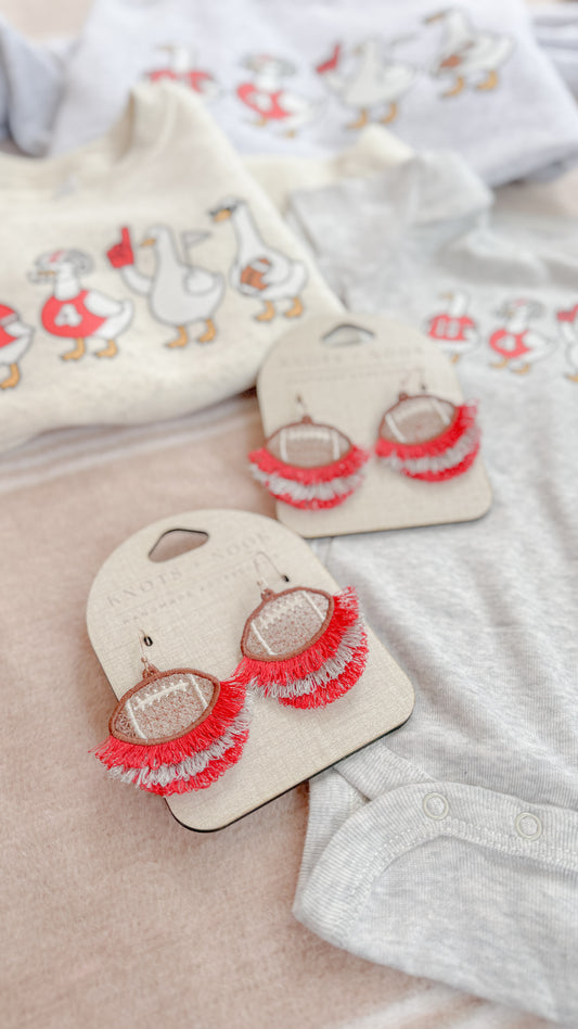 EMBROIDERED FOOTBALL EARRINGS