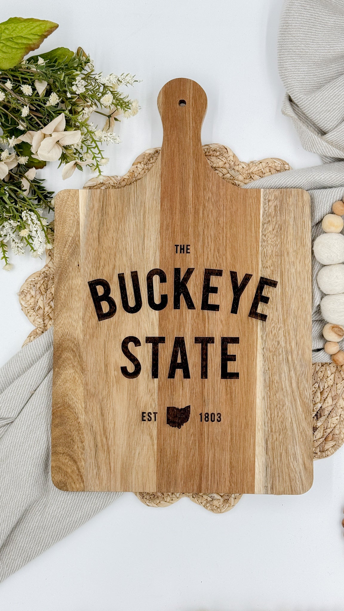 Engraved Buckeye State Ohio Serving Board