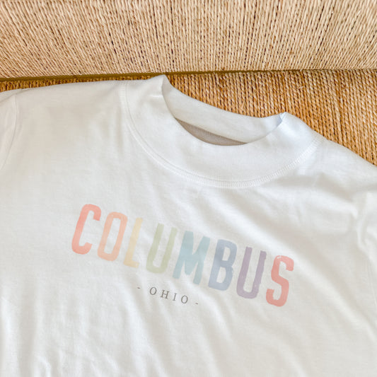 WATERCOLOR COLUMBUS BOXY CROP SHIRT