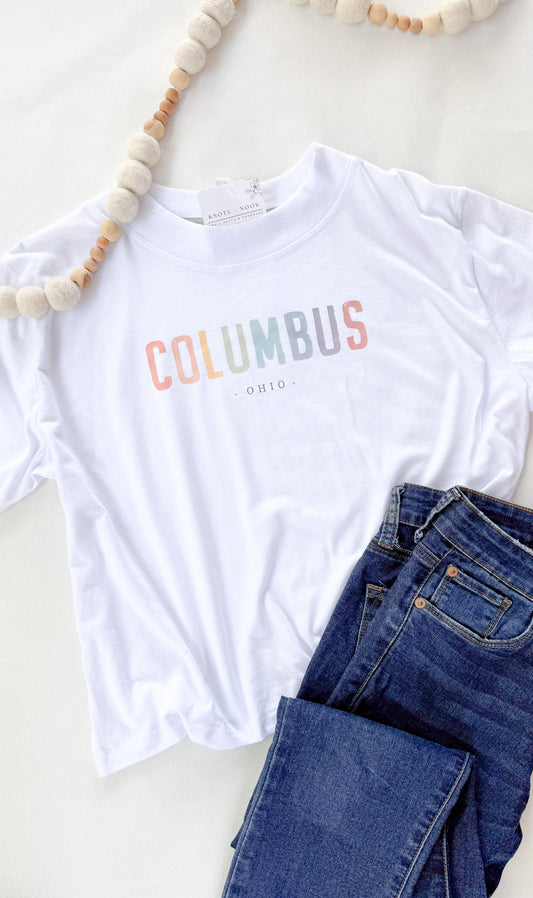 WATERCOLOR COLUMBUS BOXY CROP SHIRT
