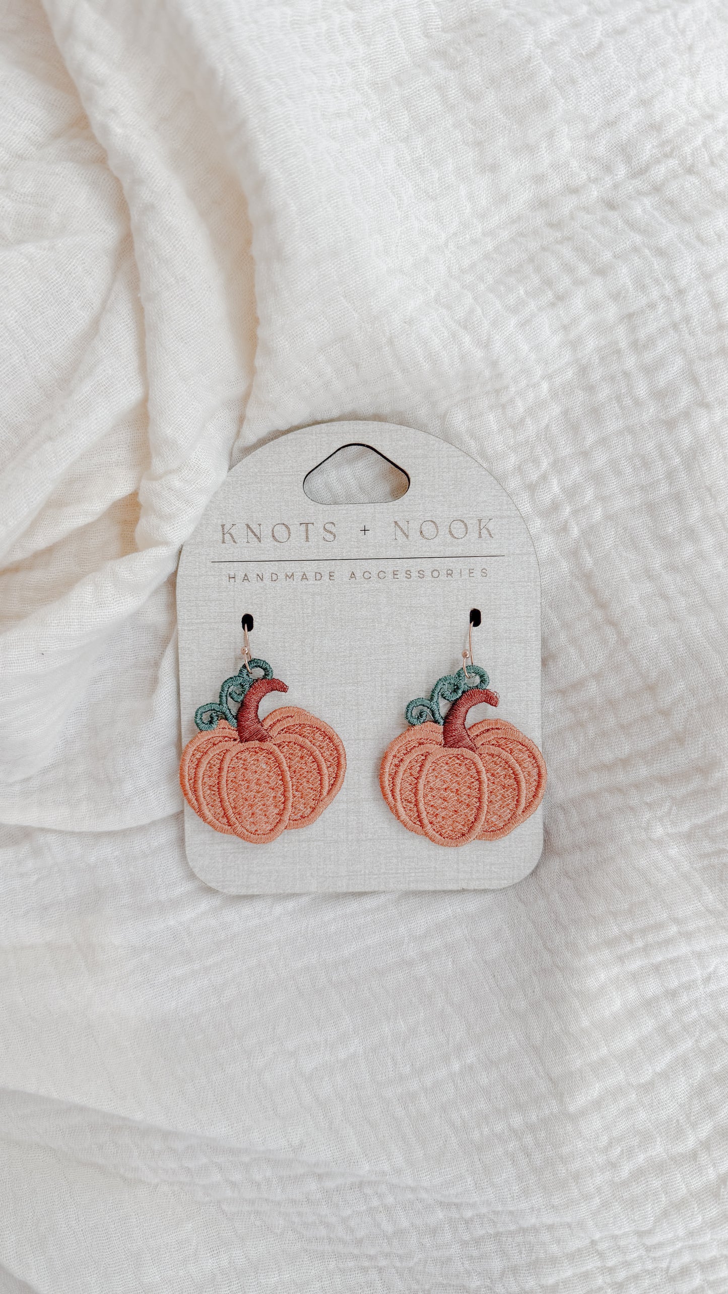 EMBROIDERED PUMPKIN EARRINGS