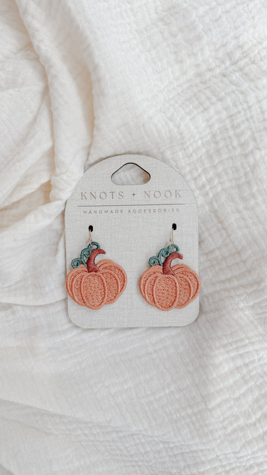 EMBROIDERED PUMPKIN EARRINGS