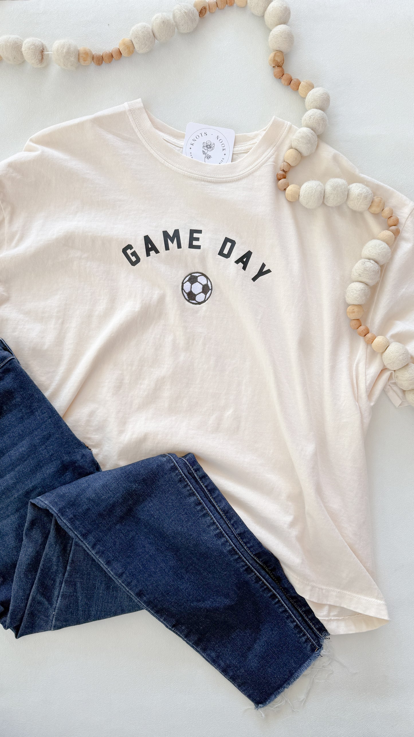 GAME DAY EMBROIDERED SOCCER BOXY CROP SHIRT