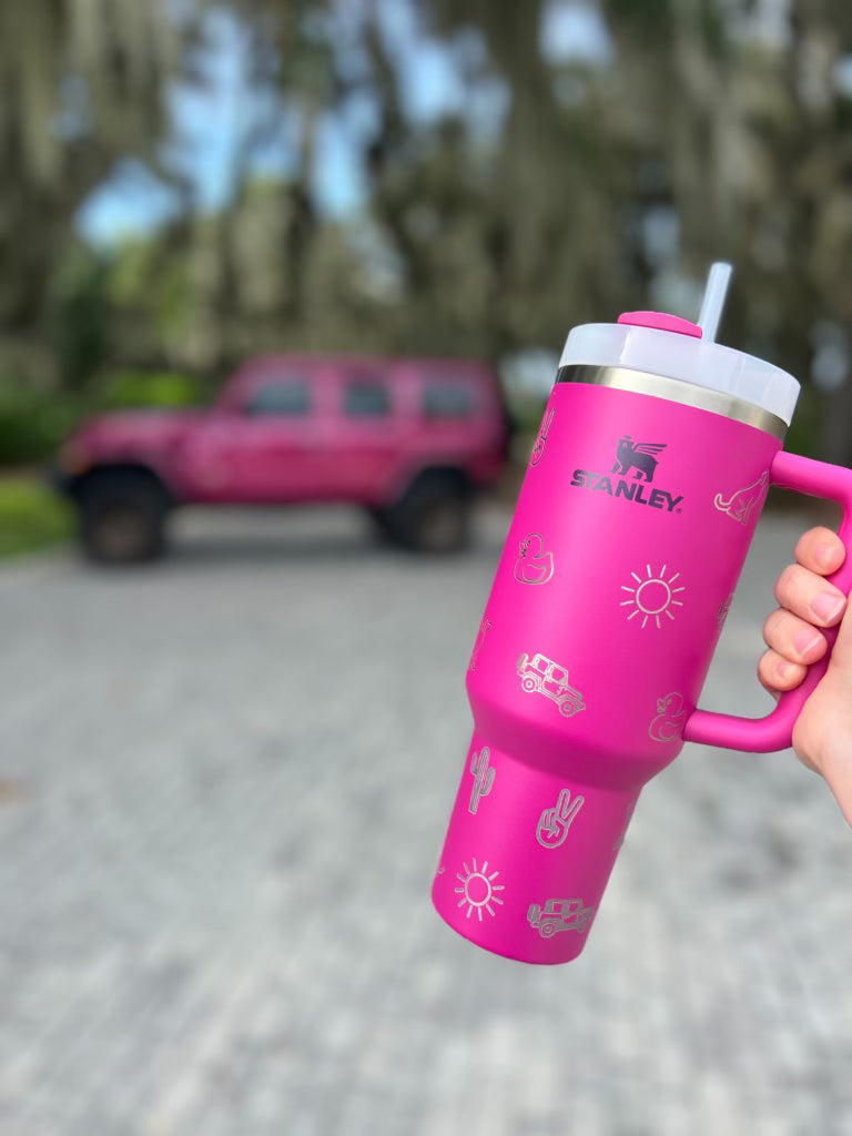 Tuscadero Jeep Life Laser Engraved Fuchsia 40oz Stanley Tumber