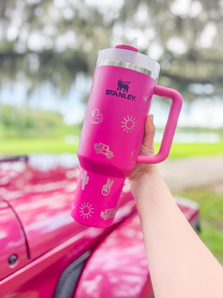 Tuscadero Jeep Life Laser Engraved Fuchsia 40oz Stanley Tumber