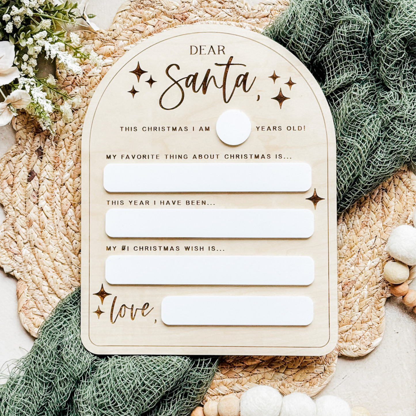 Dear Santa - Letter to Santa - Christmas Keepsake Dry Erase Board