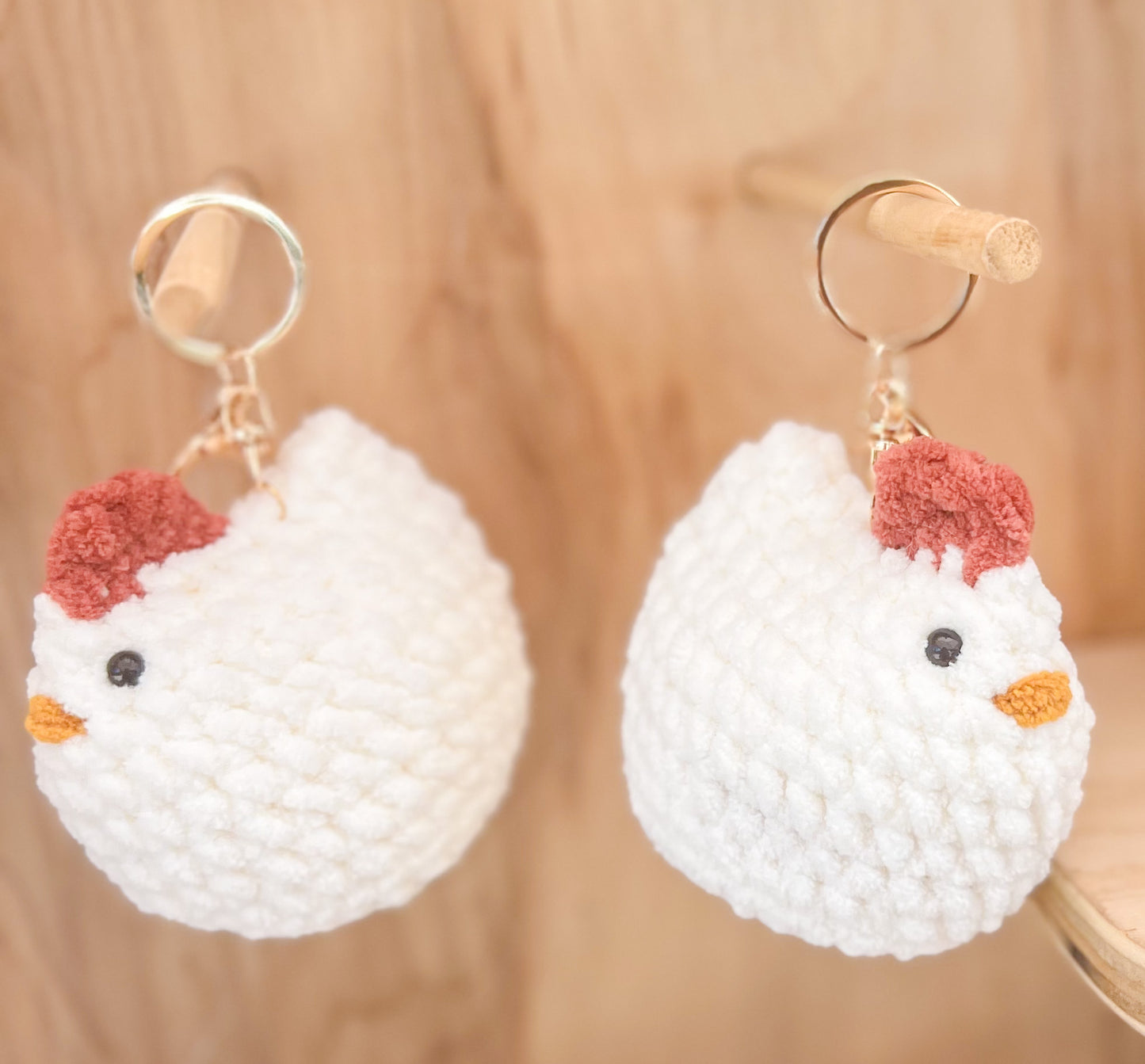 Chicken Keychain - Handmade Crochet Plushie Keychain