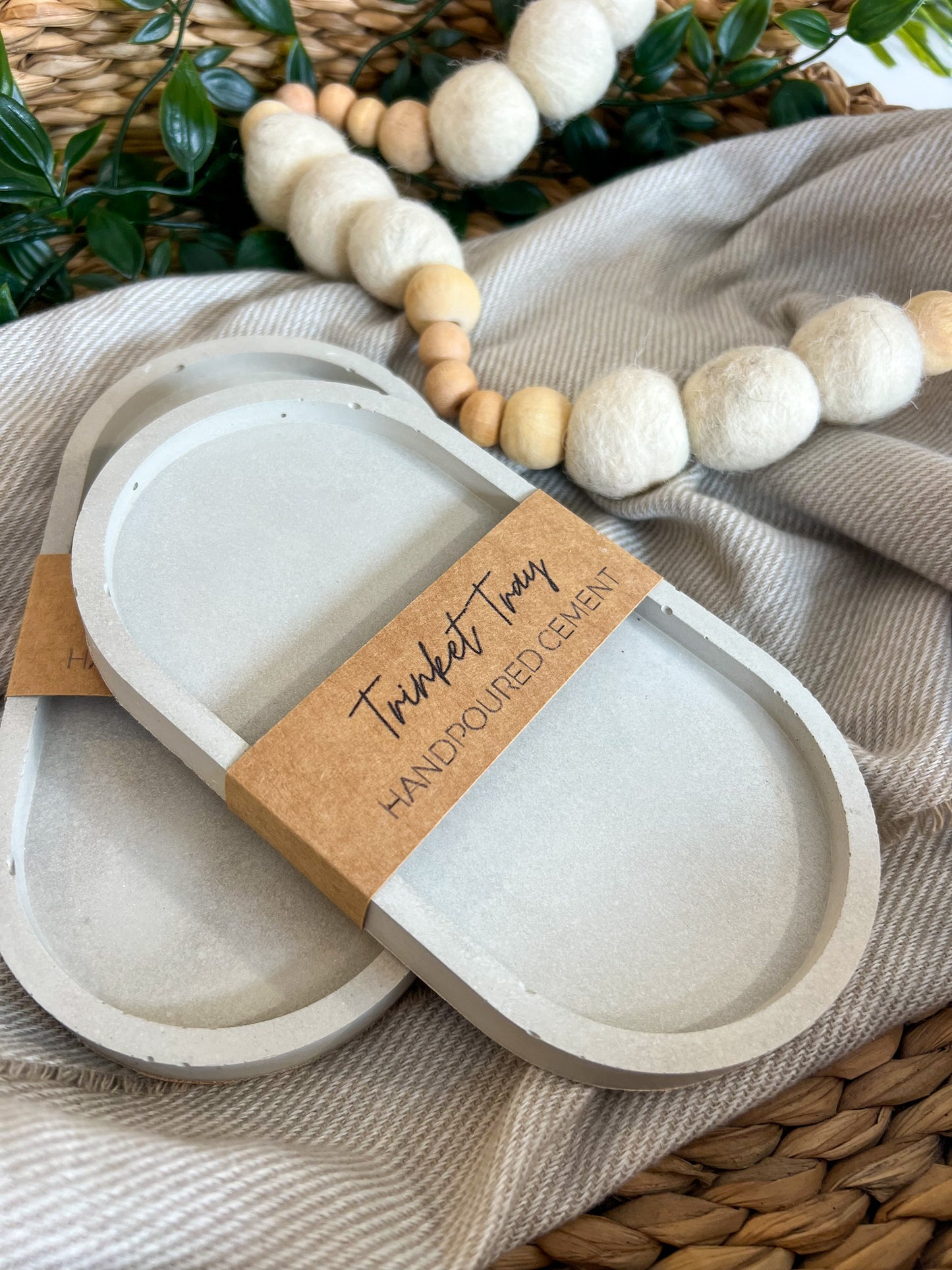 Handmade Concrete Oval Trinket Tray