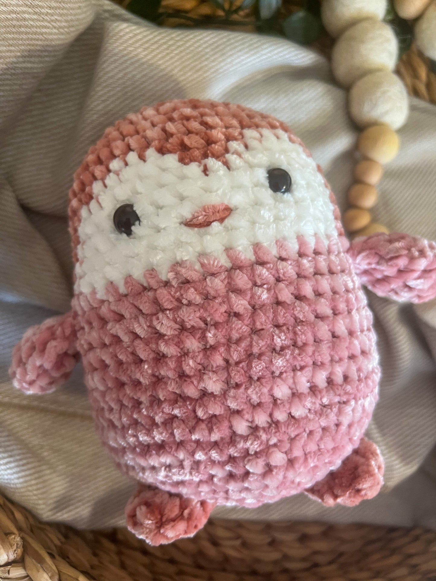 Pink Penguin - Handmade Crochet Plushie