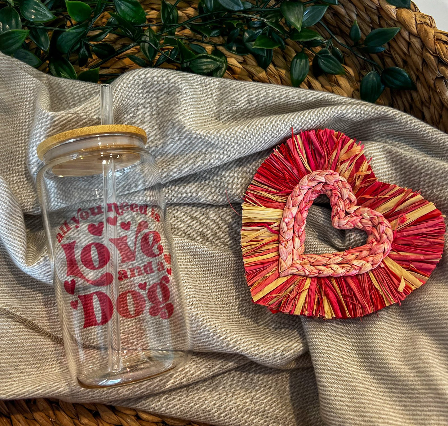 Valentine's All You Need is Love and a Dog Clear Glass Tumbler