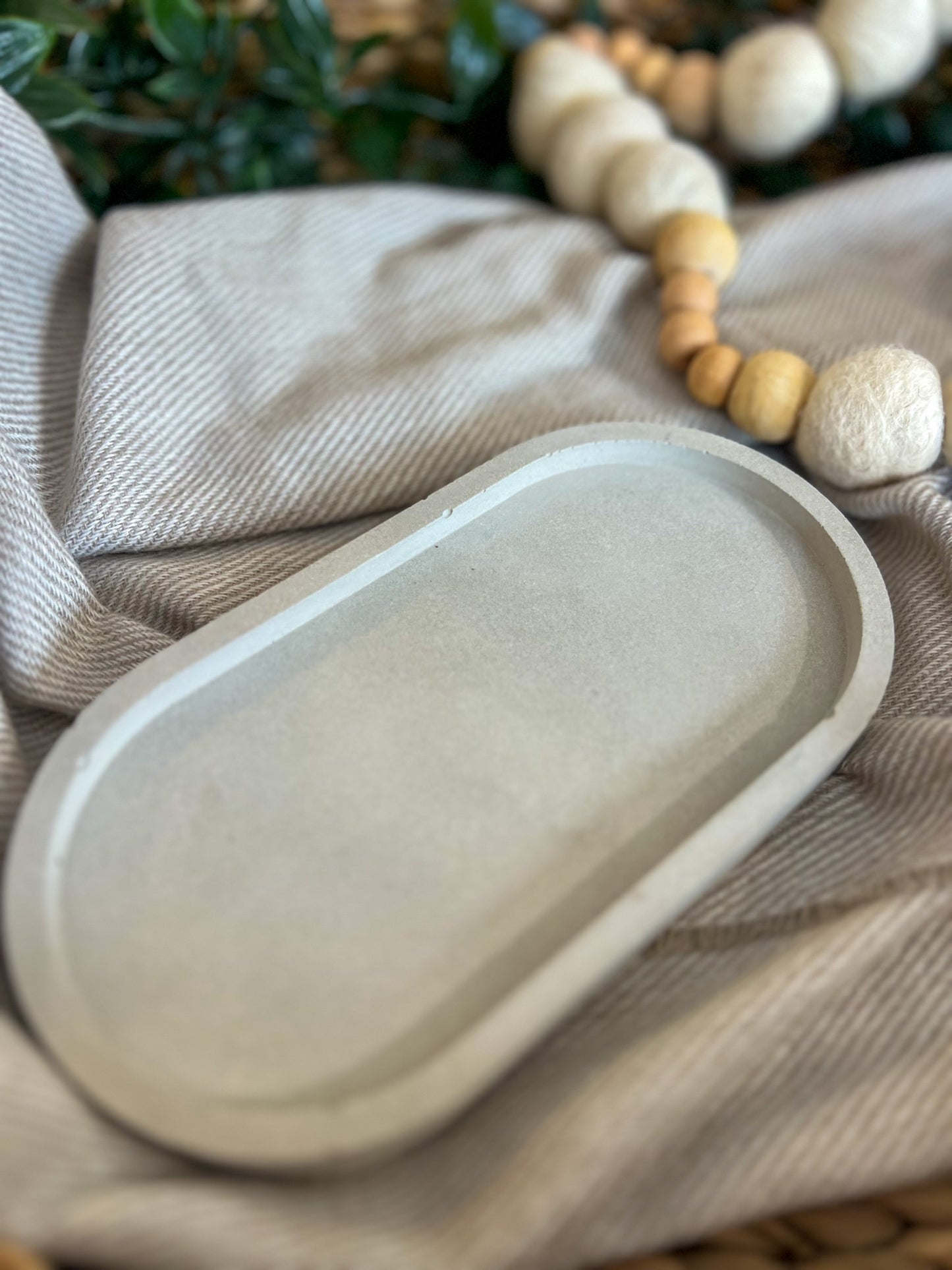 Handmade Concrete Oval Trinket Tray