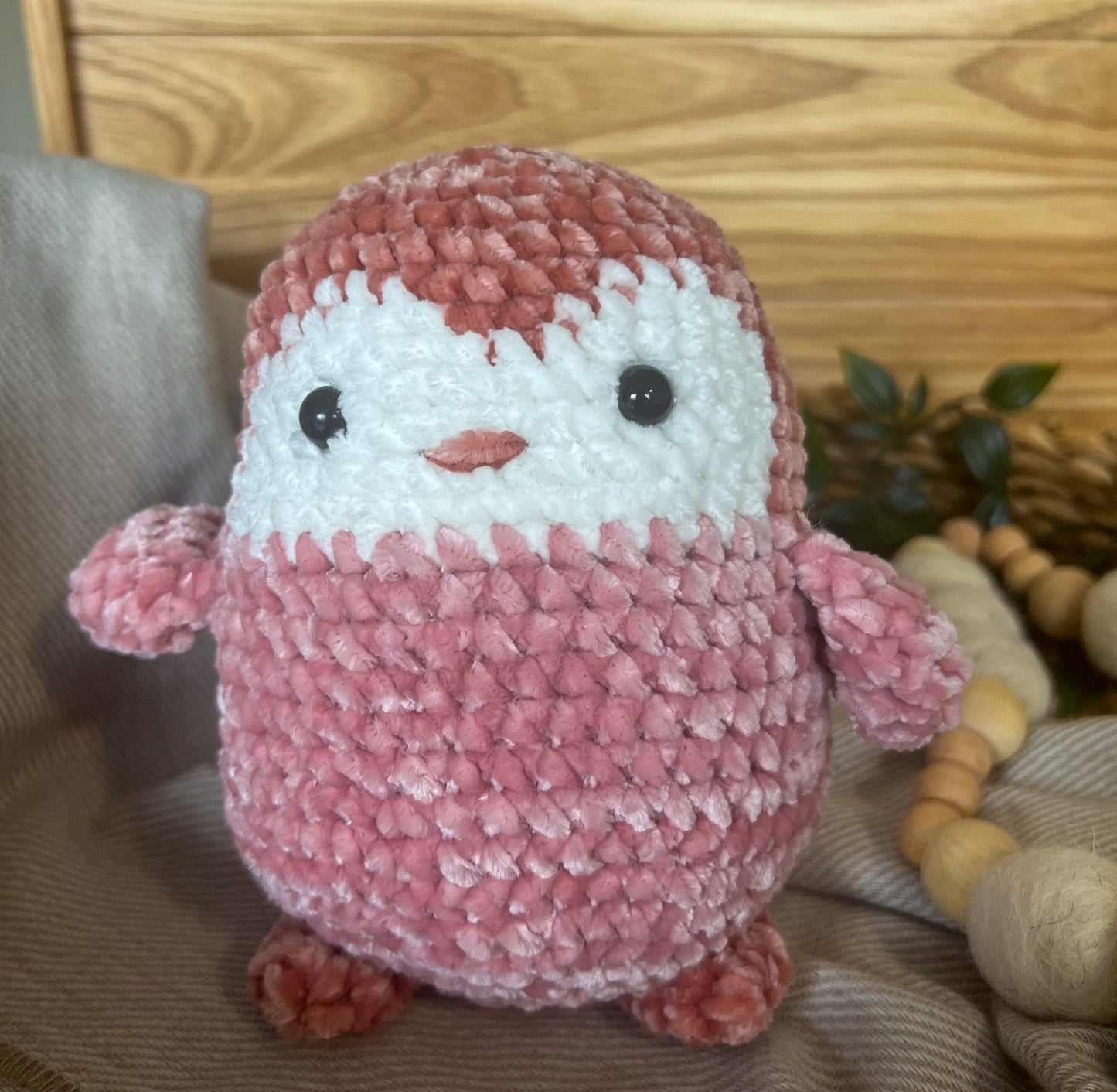 Pink Penguin - Handmade Crochet Plushie