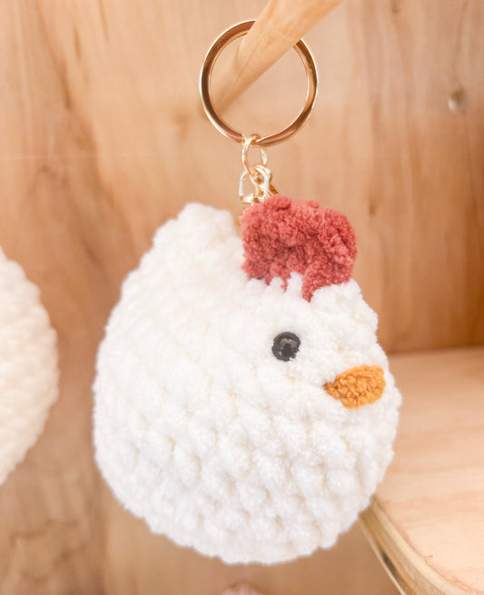 Chicken Keychain - Handmade Crochet Plushie Keychain