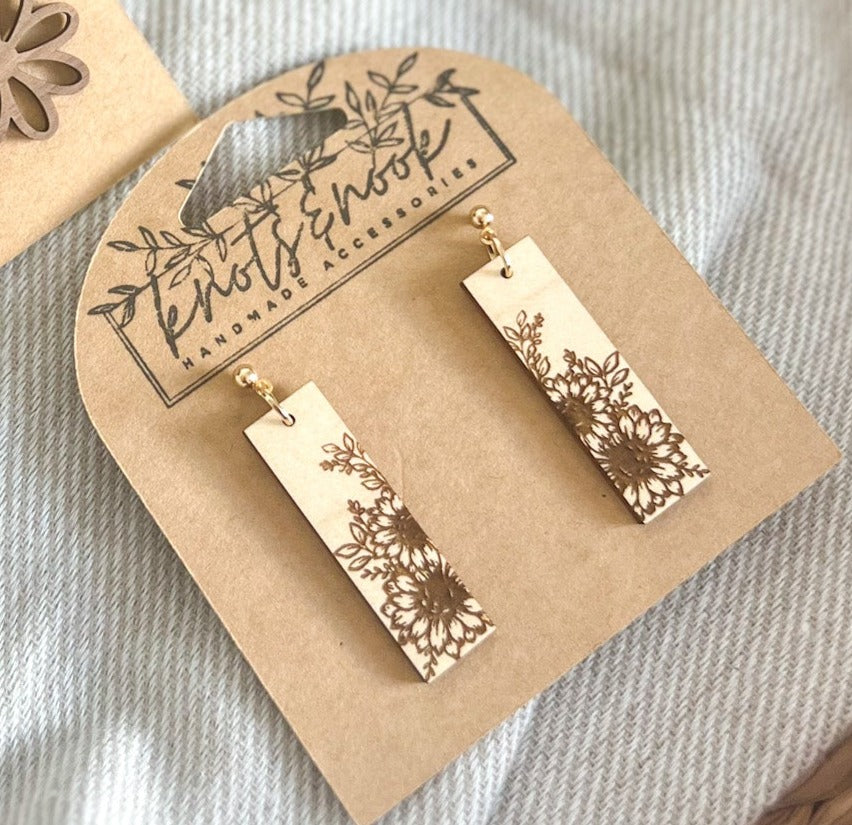 Sunflower Wood Earrings