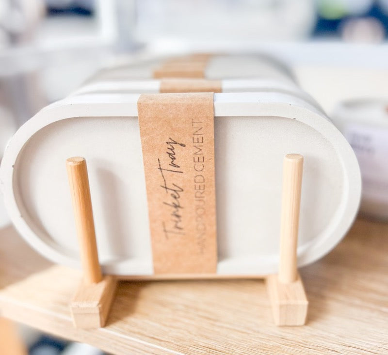 Handmade Concrete Oval Trinket Tray