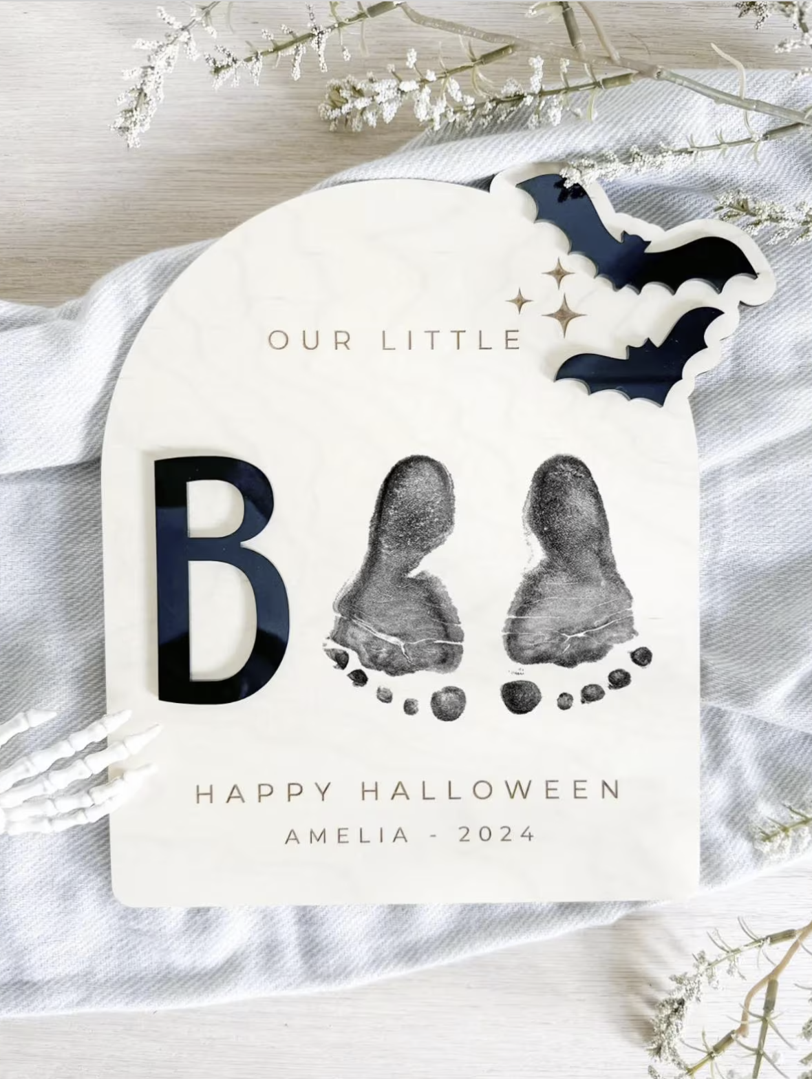 Footprint or Handprint Halloween Keepsake Board - Trick or Treat | Our Little Boo Board