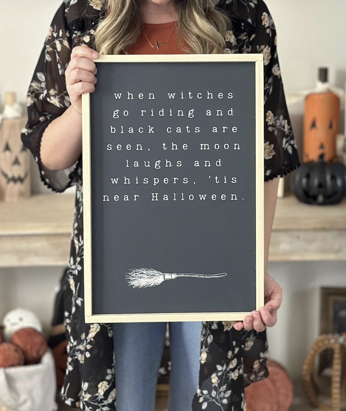 When Witches Go Riding - 14x20 - Halloween Wood Sign