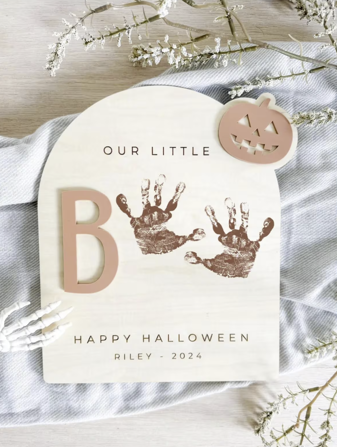 Footprint or Handprint Halloween Keepsake Board - Trick or Treat | Our Little Boo Board