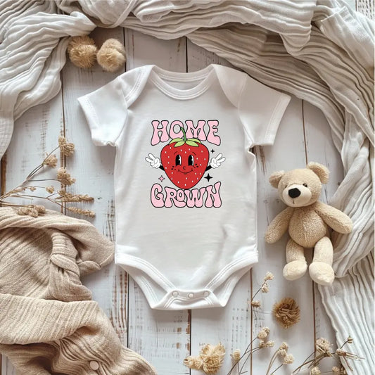 HOME GROWN STRAWBERRY BABY ONESIE knotsandnook